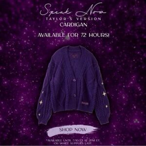 Taylor Swift Speak Now TV Purple Cardigan